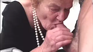 Without teeth granny blows